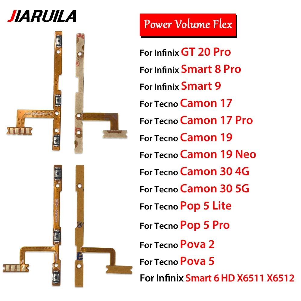 Power Flex Voor Infinix GT 20 Pro Smart 6 HD X6511 Tecno Camon 17 Pro Pova 5 Knop schakelaar Volume Flex Kabel