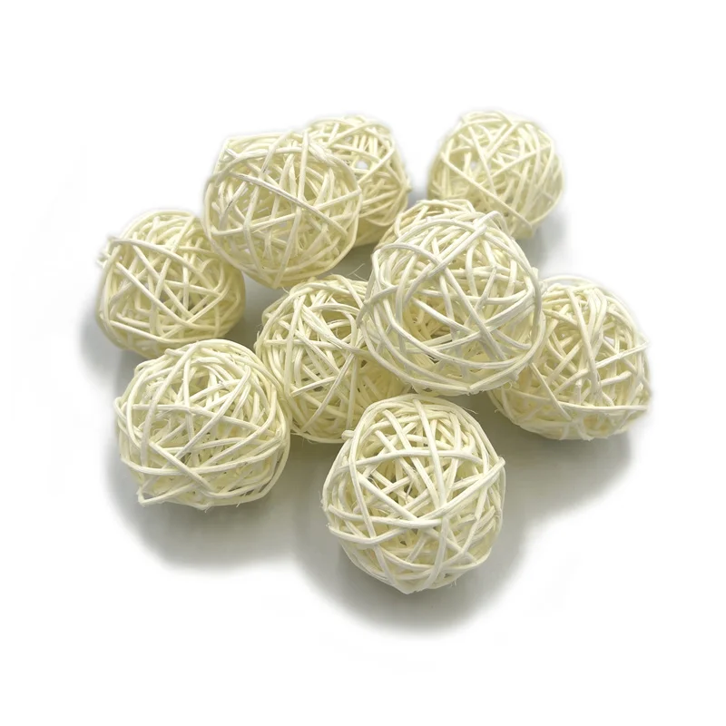 10pcs 3cm Wicker Rattan Balls Well Constructed Remained Tight Gorgeous Color for Vase Bowl Filling Tree Wedding Table Bird Toy