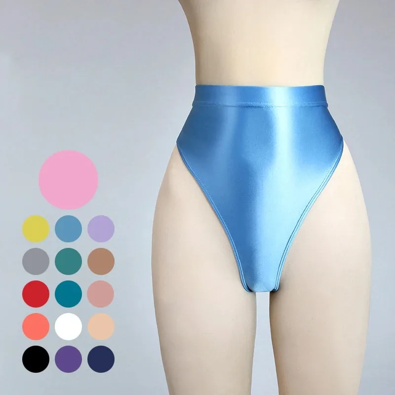 المرأة عالية الخصر لامعة لامعة طماق سراويل قصيرة الأرداف تعزيز بيكيني الجوارب تشكيل الجمباز الملابس الداخلية