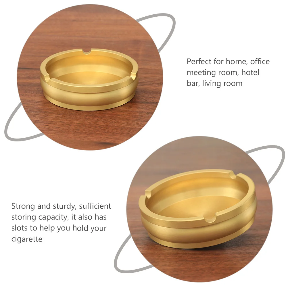 

Retro Brass Ashtray Sturdy Cigarette Ash Holder Desktop Smoking Container Household Office Simple Ashtray Cigarette Ash Case For