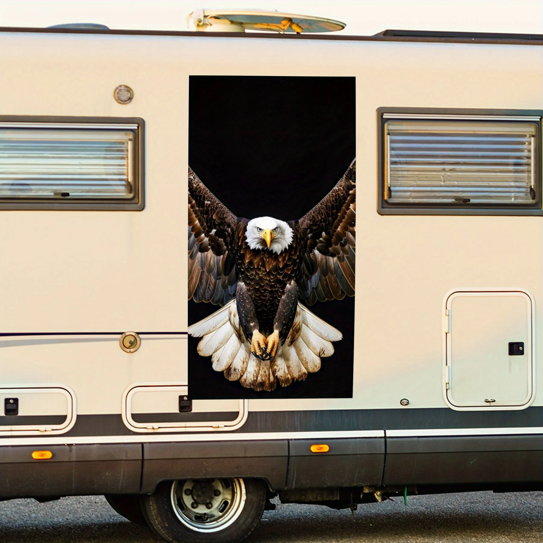 

Орел с крыльями флага, наклейка на дверь автомобиля дома на колесах, ПВХ, самоводонепроницаемая палка, яркие автомобильные внешние аксессуары, декор, защита Gif