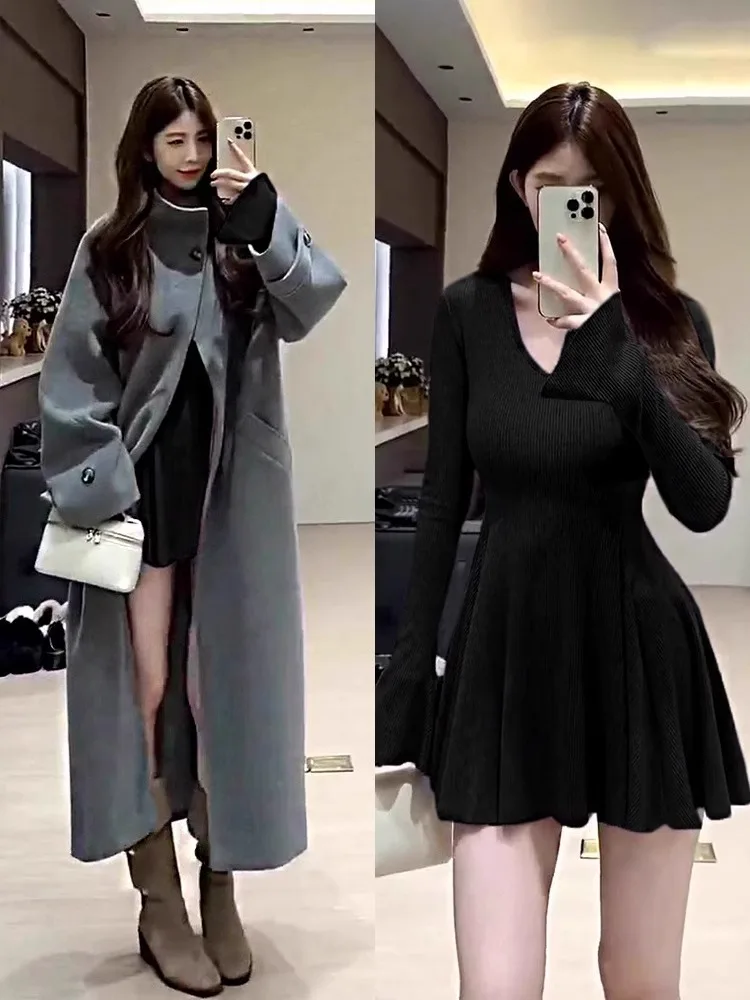 Vestidos femininos vestido cáqui verão linho crochê margarida multiway em camadas mock neck solto-ajuste floresta mori menina artístico pastoral ajuste