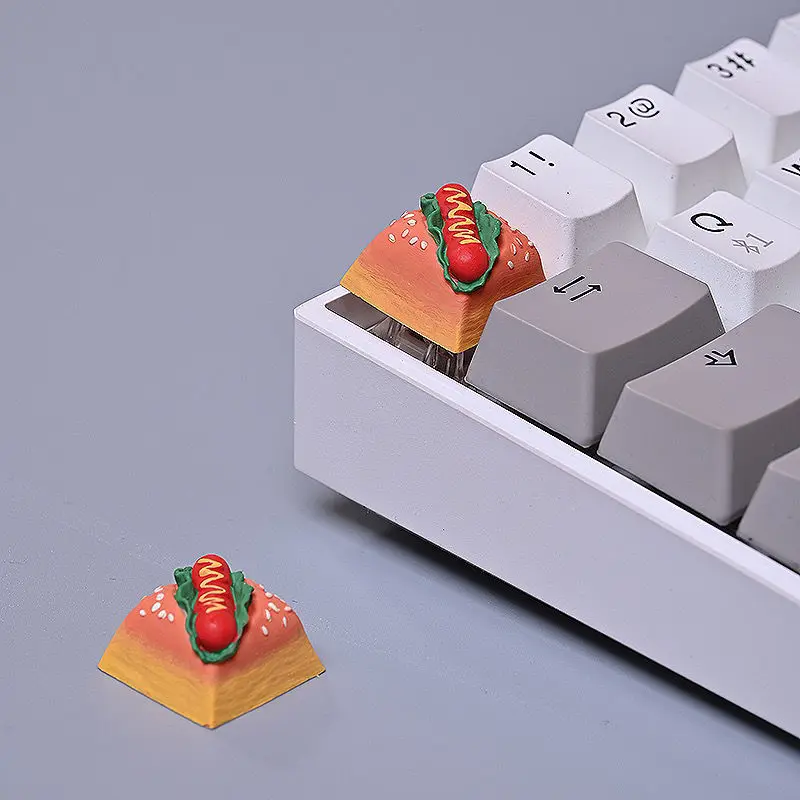 Gourmet Hot Dog Hamburger Decompression Keycaps Creative Personalized MX Axis Mechanical Keyboard Keycaps