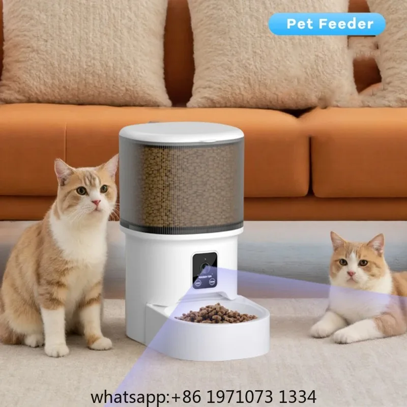 4L visual automatic cat feeder - timed pet feeder for cats and dogs, with dry food dispenser, no food stuck, desiccant bag
