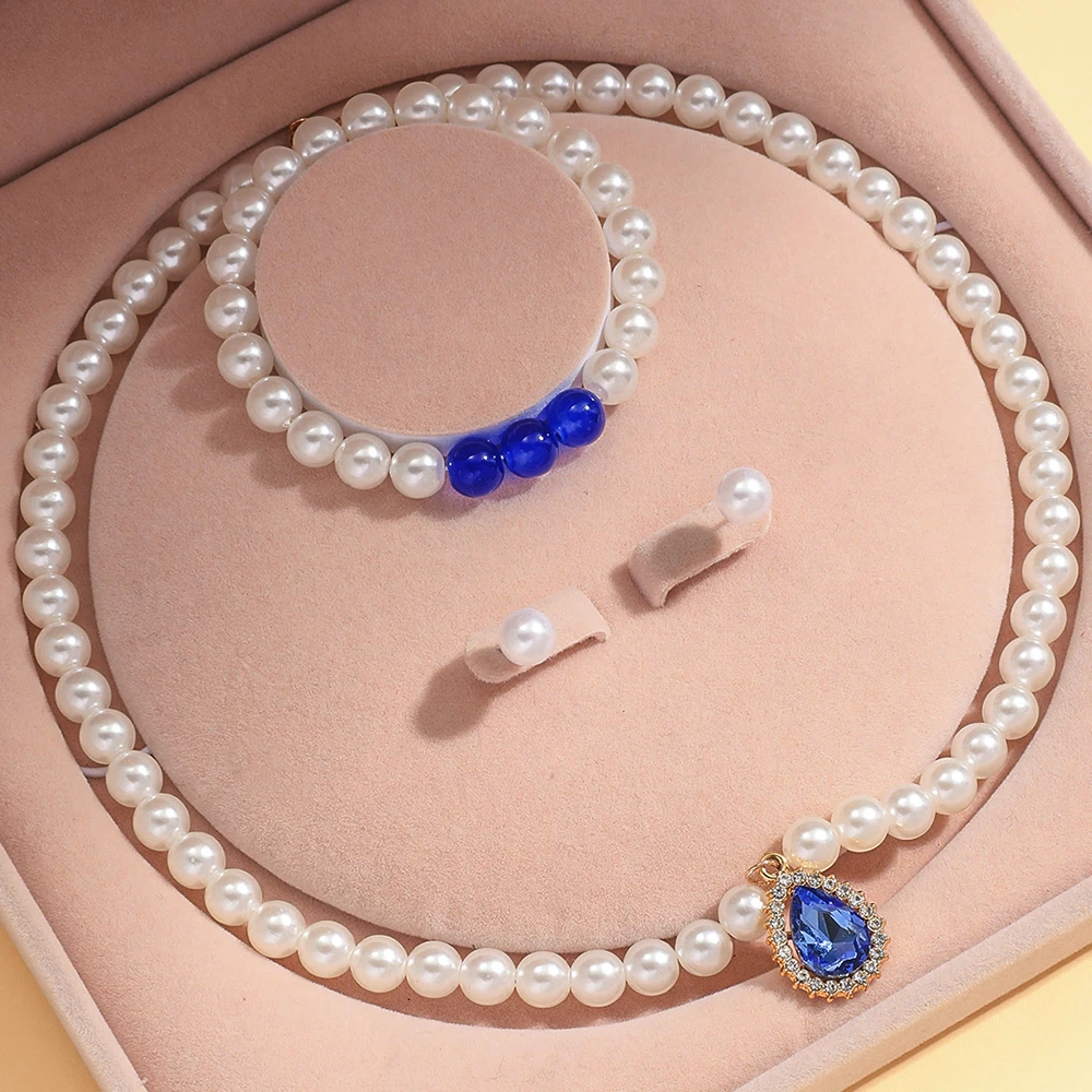 4Pcs White Imitation Pearl Jewelry Set, Wedding Accessories