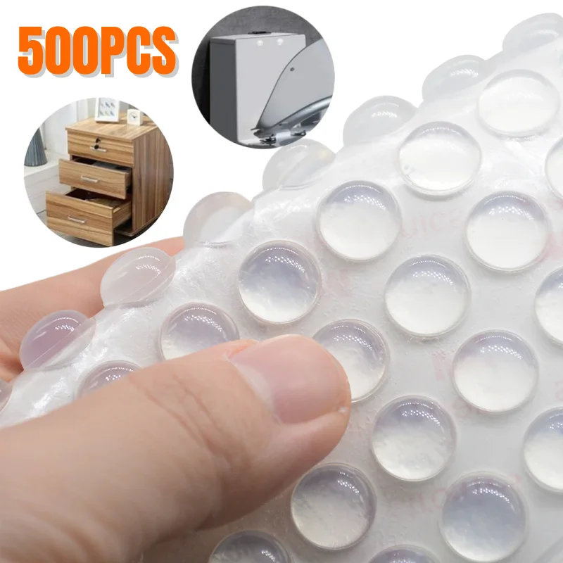 

500pcs 8mmx2mm Transparent Silicone Granules Door Handle Sticker Transparent Anti Bump Silicone Cushioning Anti Slip Mat