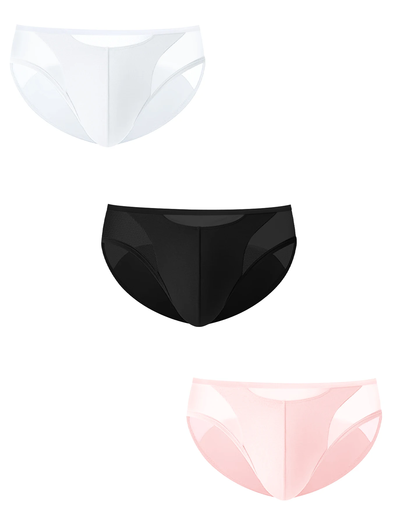 

3Pcs Men Low Rise Mesh See Through Briefs Modal Soft Breathable Sexy Underwear Male Erotic Triangle Panties AD311