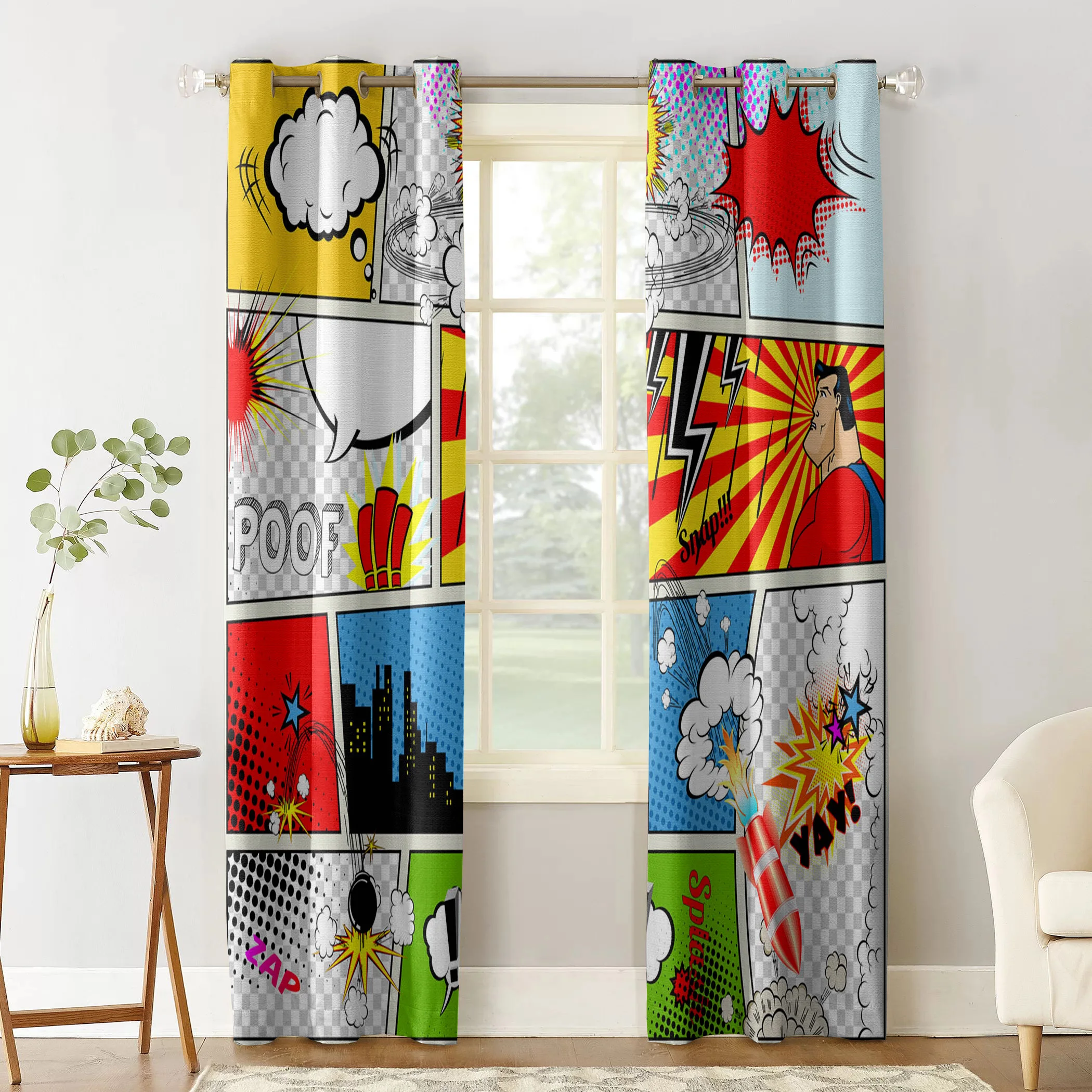 Anime Explosion Comics Retro Style Luxury Home Curtains Modern Home Supplies Living Room Bedroom Custom Curtains