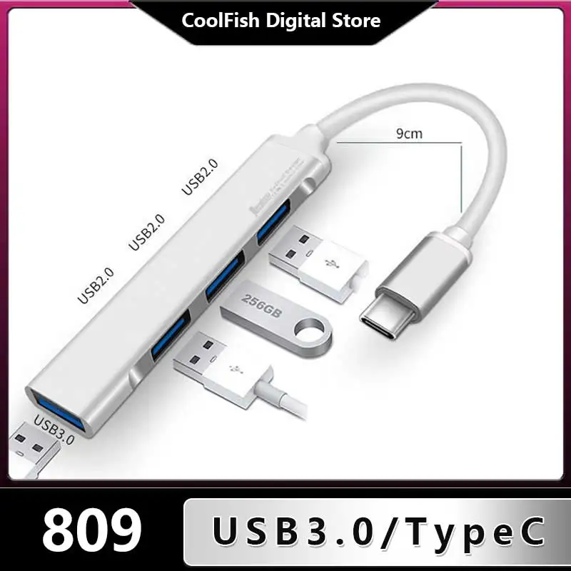 Coolfish USB Hub Adapter 3.0 USB Docking Station Type C Laptop Docking Station For MacBook Pro iPad Samsung HP Laptop HUB 4 in 1