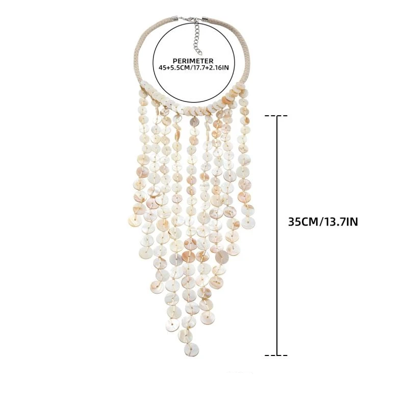 Multi-layered Collarbone Chain Women's Fashion Jewelry Accessories Bead Handmade Woven Shell Tassel Necklace Summer Beach Style