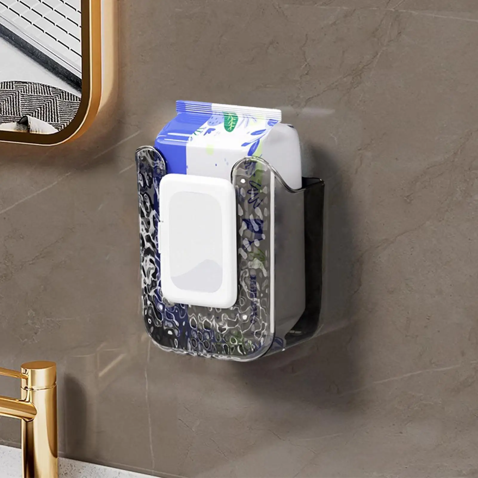 Wipes Holder Refillable Adhesive Tissue Dispenser Container No Drilling Wall Storage Organizer Wet Dry Tissue Holder For Toilet