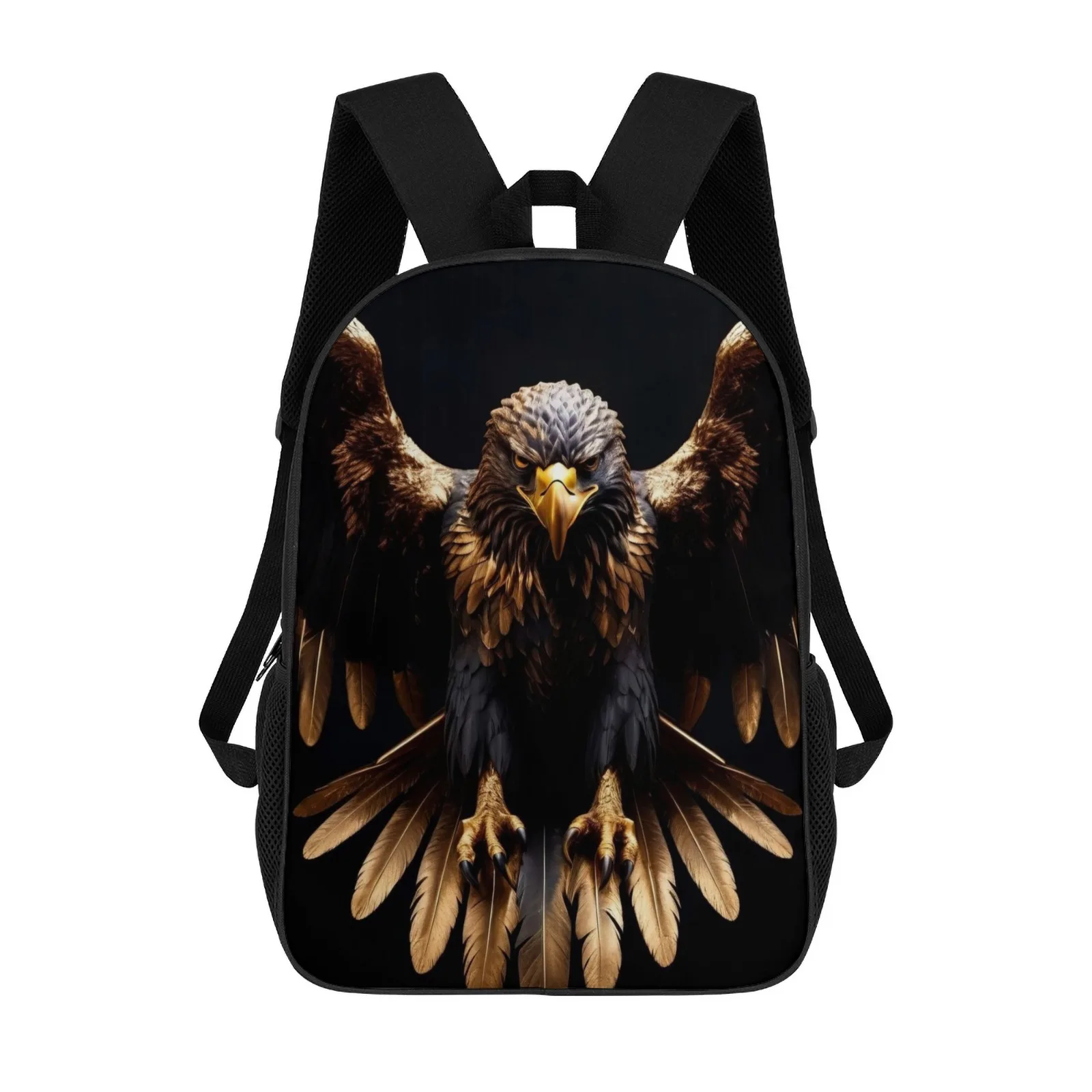 

black and gold eagle 17 Inch School Backpack School Bag Zipper Mochilas Bolso Mochilas De Hombre Mochila Bolsa Bag Mochila Mochi