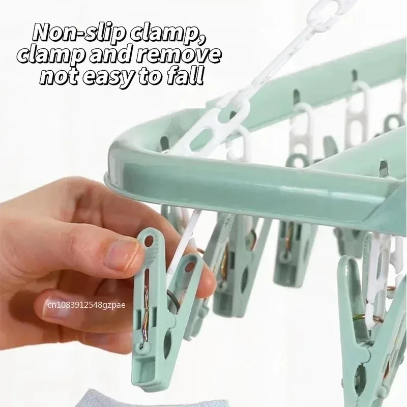 Multi-functional Foldable Storage Drying Rack Children's Plastic Windproof Clothes Hanging Babybaby Socks Clip Laundry Line view 5