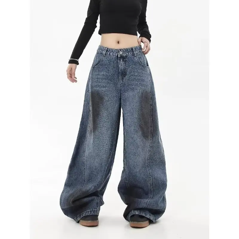 

2025 High-quality Y2K Baggy Jeans for Women Trendy Low Rise Casual Straight Leg Boyfriend Jeans Denim Pants Streetwear Jeans