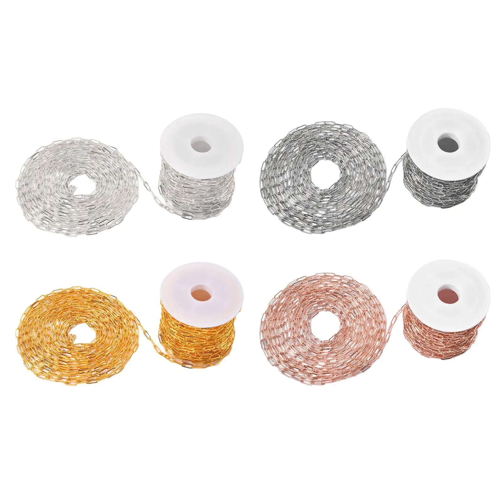 Paperclip Chains , 10M / 32.8 Feet Spool Packaged Roll Bulk Flat , for Jewelry Making Anklet Choker Necklace.