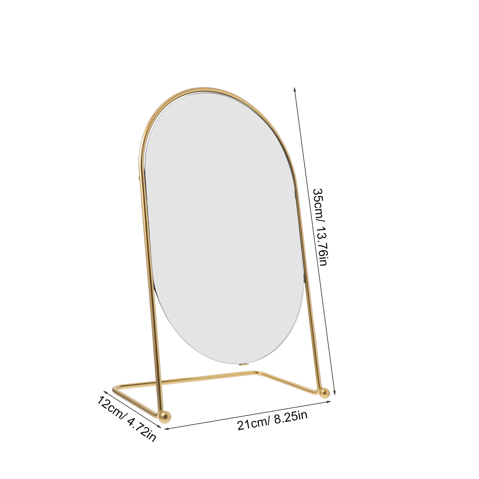 Owalne lustro 13 cali z wysokim rozdzielczością, metalowy stojak do sypialni, na stół, do salonu, na biurko, lustro do toaletki.