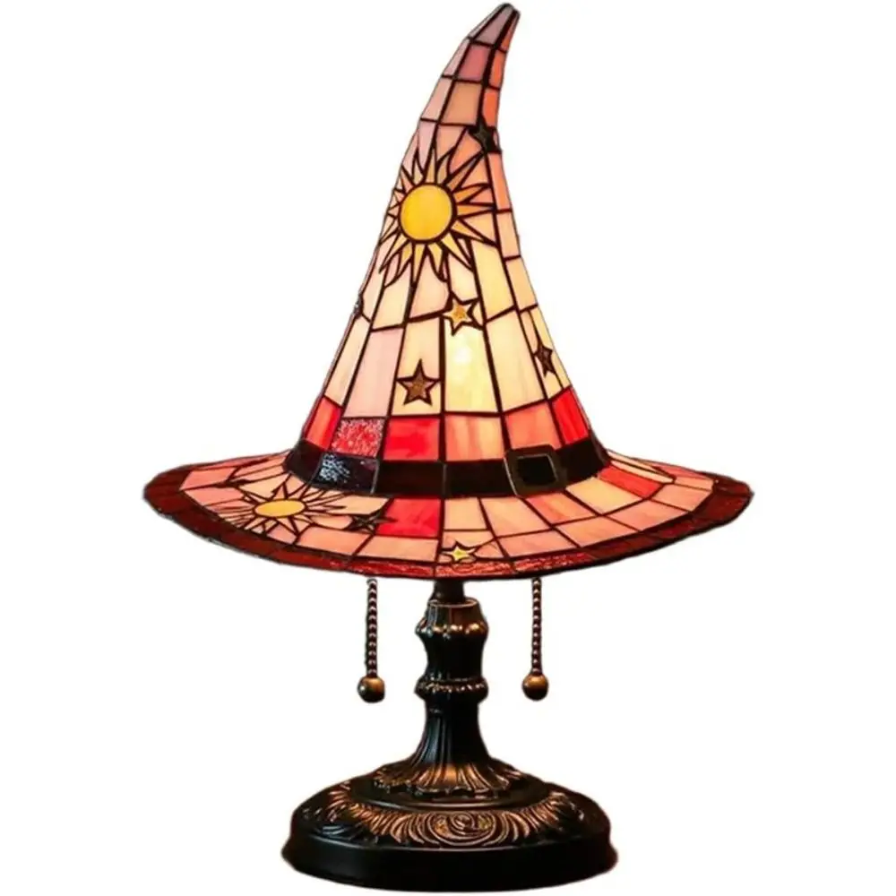Colorful Witch Hat LED Table Lamp, Handmade Wizard Hat Shape Night Light Ornament ,Creative USB Socket Light Bedroom Decoration