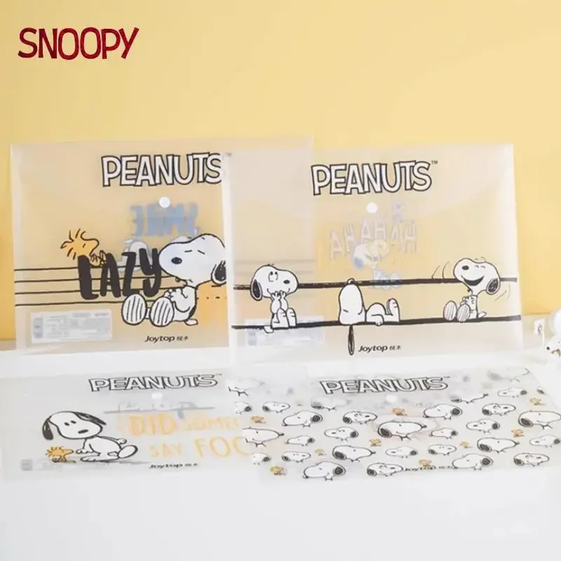 

12pcs Snoopy Creative Cartoon A4 Pocket Folders L-shaped Waterproof File Bag Pvc Information Office Folder Student Stationery