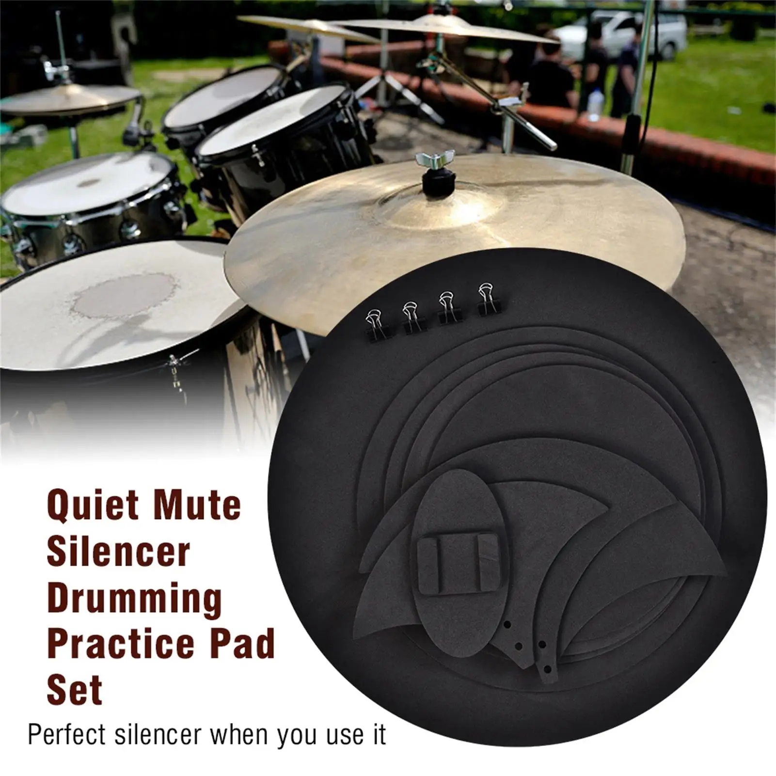 Drum Pad Drum Practice Pad Drum Practice Silencer Mute Silencer Drumming Practice Pad Bass Drums Quiet Sound off Black