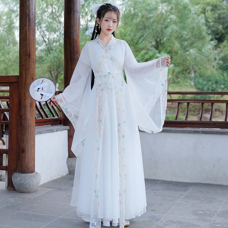 Hanfu พื้นบ้านเครื่องแต่งกายเต้นรำจีนแบบดั้งเดิมแห่งชาติ Fairy เครื่องแต่งกายโบราณ Han Dynasty Princess ชุดเวทีทุกวัน