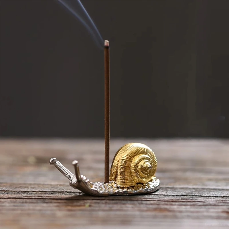 Alloy Incense Burner Stick Holder Creative Bronze Turtle Censer Snail Incense Tray Ornament Bedroom Home Yoga Decoration Crafts