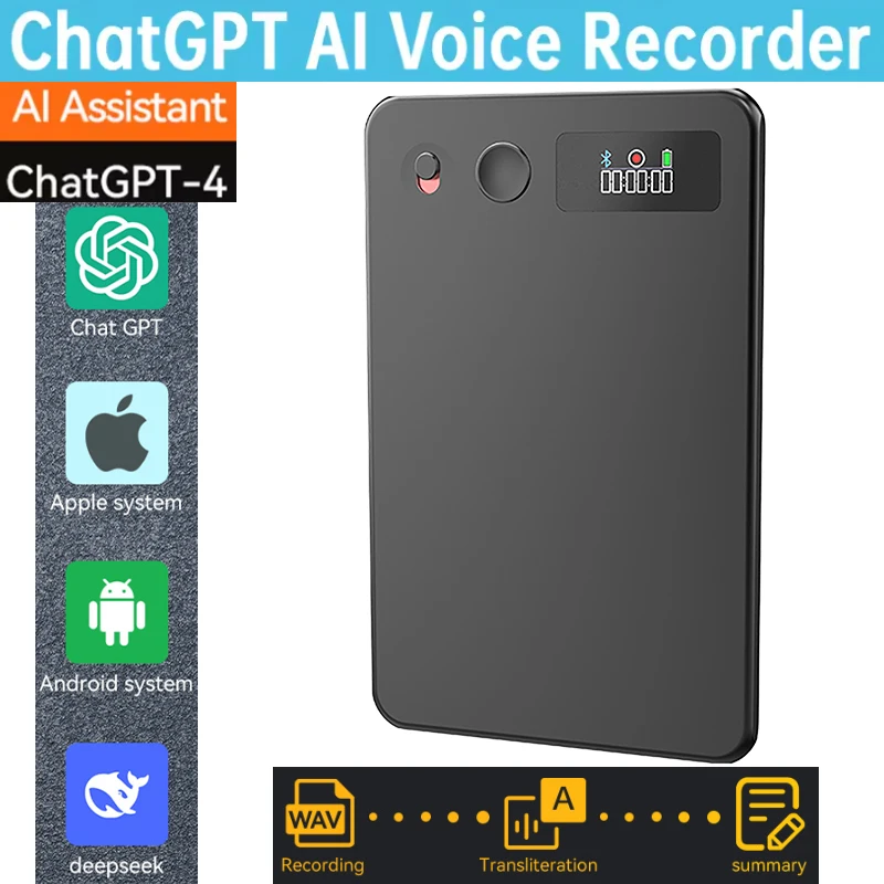 AI Powerd ChatGPT-4 App مكالمة هاتفية مسجل صوت صغير Espia Transcribe Summarize 189 لغة مترجم الصوت الإملاء