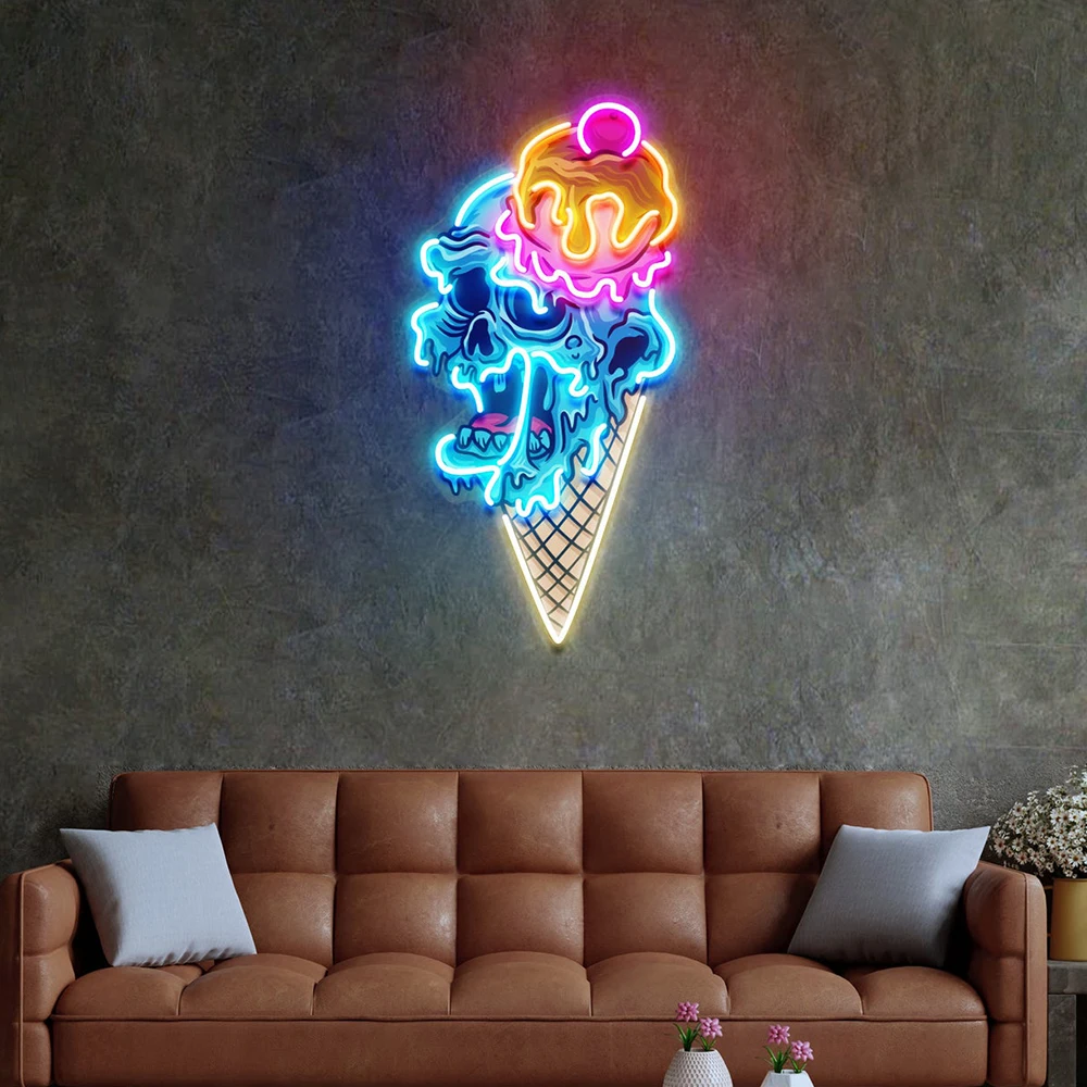 Ice Cream Zombie Neon Light Sign Personalized Custom Business Neon Signs for Ice Cream Shop Storefront Wall Decor Neon Lights