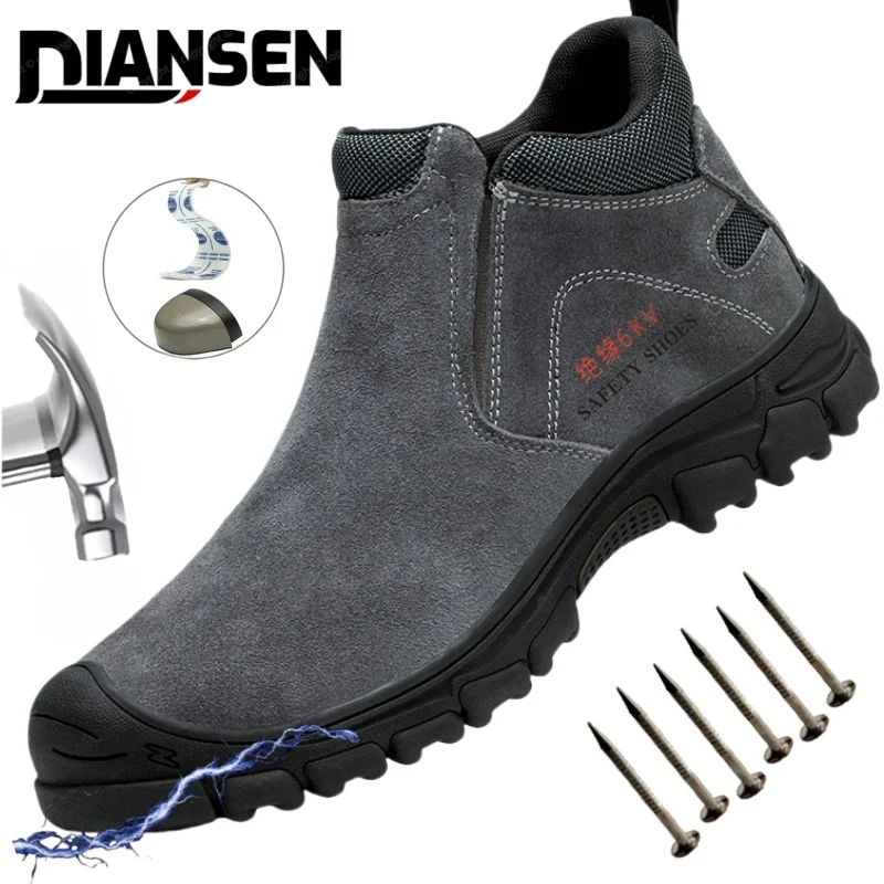 防火作業用男性用保護靴-滑り止め-耐パンク性-耐衝撃性-スチールトゥシューズ-防食絶縁ブーツ