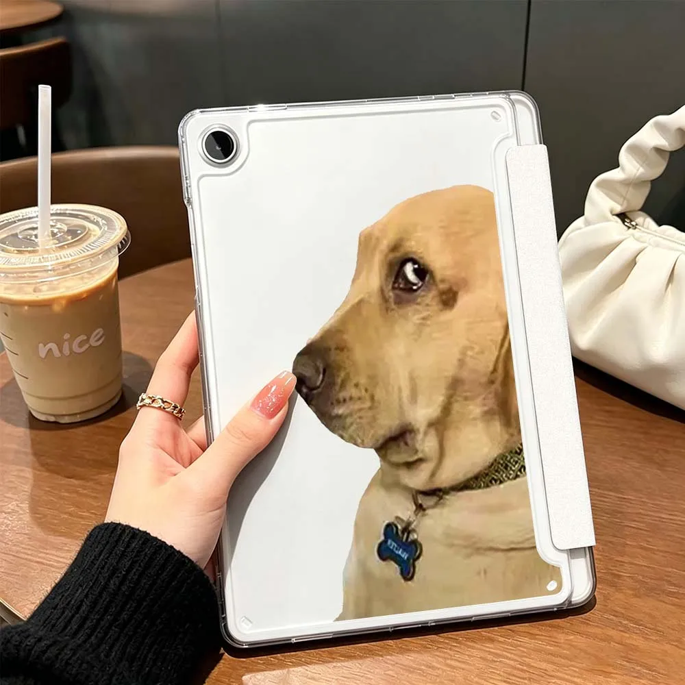 Cartoon Abstract Dog For Samsung Galaxy Tab A9 A8 A11 S6 S7 S8 S9 S10 FE Plus Lite Transparent Y-Shaped Folding Tablet Case