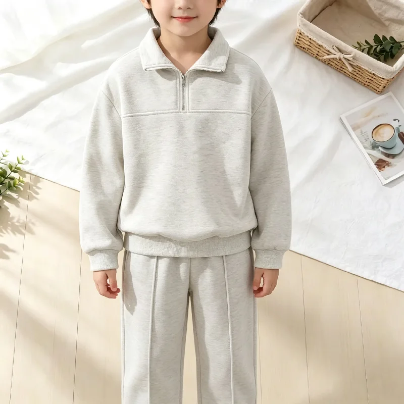 Children Sweatshirt Suits Autumn Winter Kids Warm Outdoor Sporty Top+Pants 2Pc Outfits Boys Girls Casual Solid Sets 6-14 Years