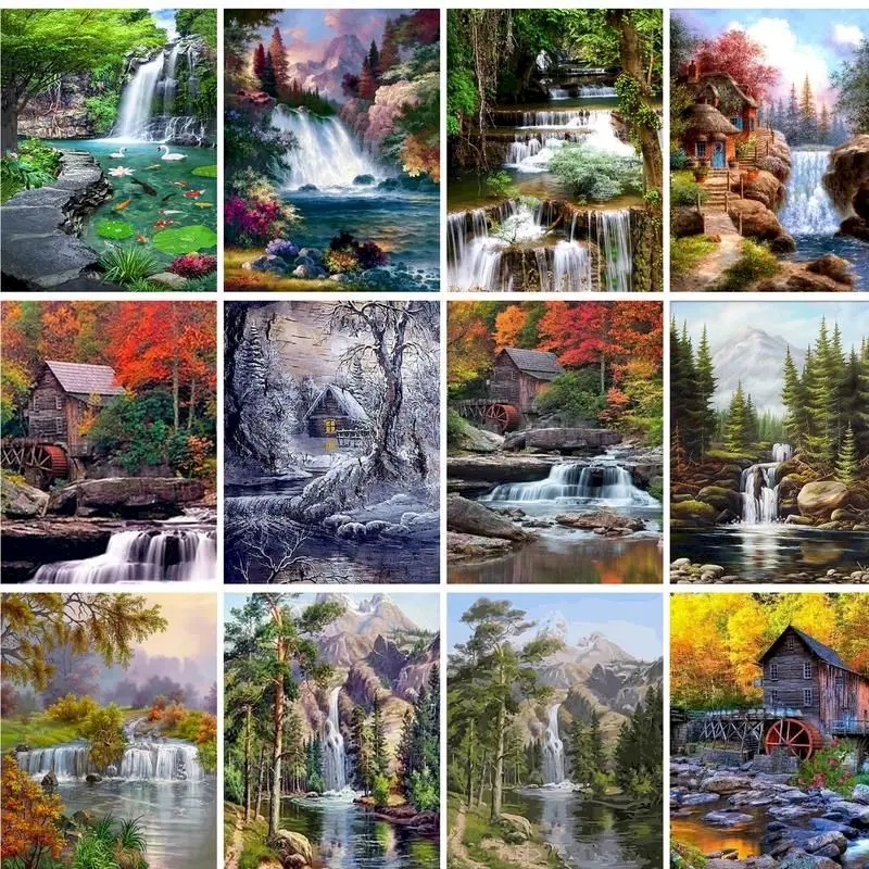 

GATYZTORY 40x50cm Painting By Numbers For Adults Waterfall Scenery Acrylic Picture Drawing Canvas Personalized Gift Decor For Ho