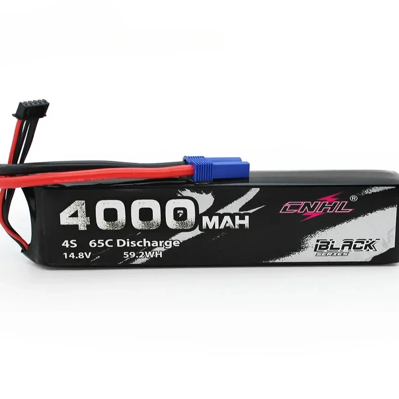 4S 14.8V Lipo Battery 4000mAh 65C Black Series with EC5 Plug for Car Boat Airplane Helicopter Speedrun Vehicle Truck Tank