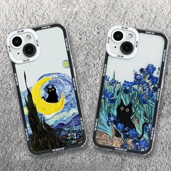 Claude Monet Van Gogh Funny Cat Art Case For Xiaomi 14 13 12 Pro 11T 13T 12T Mi 11 Lite 5G NE POCO F5 X5 X3 NFC Clear Soft Cover