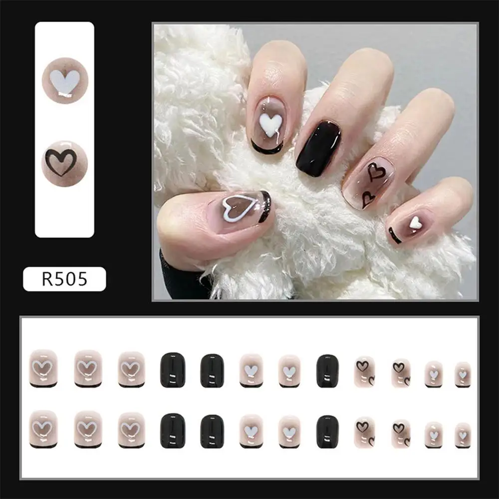 Short French Retro Leather Powder Nails Simple and Stylish Niche Aurora Star Nails Wearable Acrylic Nails