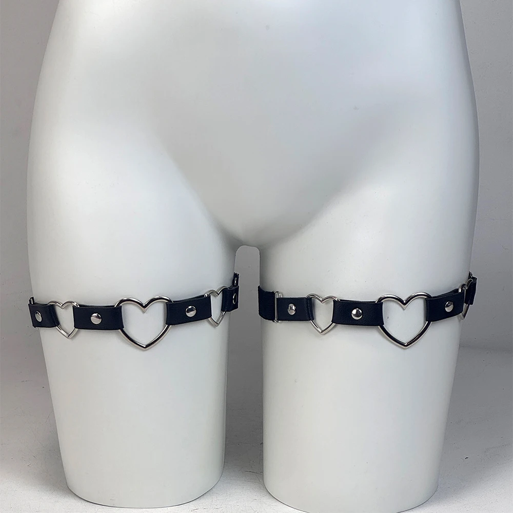 1 Paar schwarze modische Oberschenkelriemen für Damen, JK, verstellbare Oberschenkelriemen, Gothic-Punk-Oberschenkelriemen, modisches Oberschenkelzubehör – Detail 15