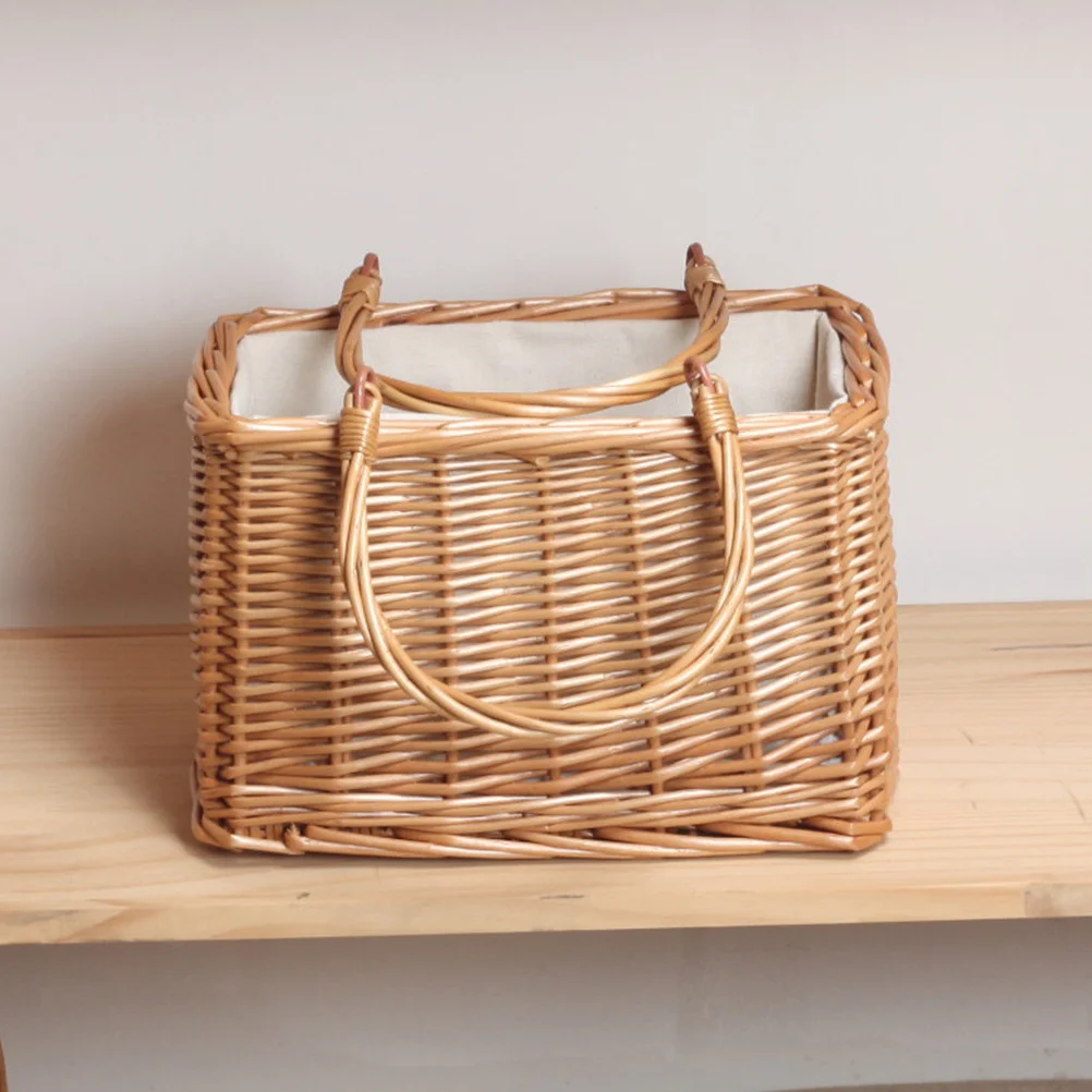

Wicker Woven Storage Basket Natural Handmade Decorative Home Organizing Container For Garden Picnic Fruits Bread Gift Packaging