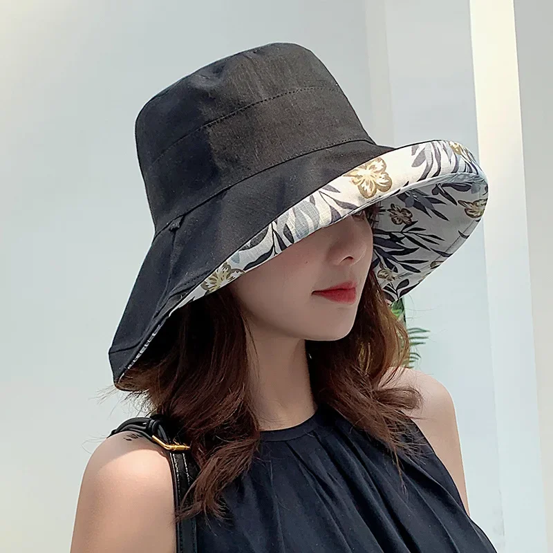 Bucket Hat Women's Summer Korean-Style Fashionable Travel Sun Hat Sun Protection UV Protection Cover Face Wide Brim Internet Cel