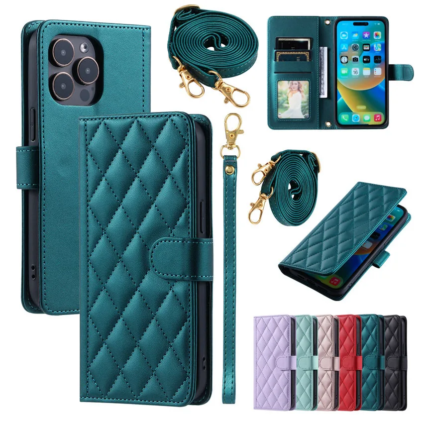 Crossbody Long Rope Leather Phone Case For Samsung A12 A32 A52 A52S A13 A23 A33 A53 A73 A51 A71 A21S A10 A20 A30 A50 A70 A40 5G