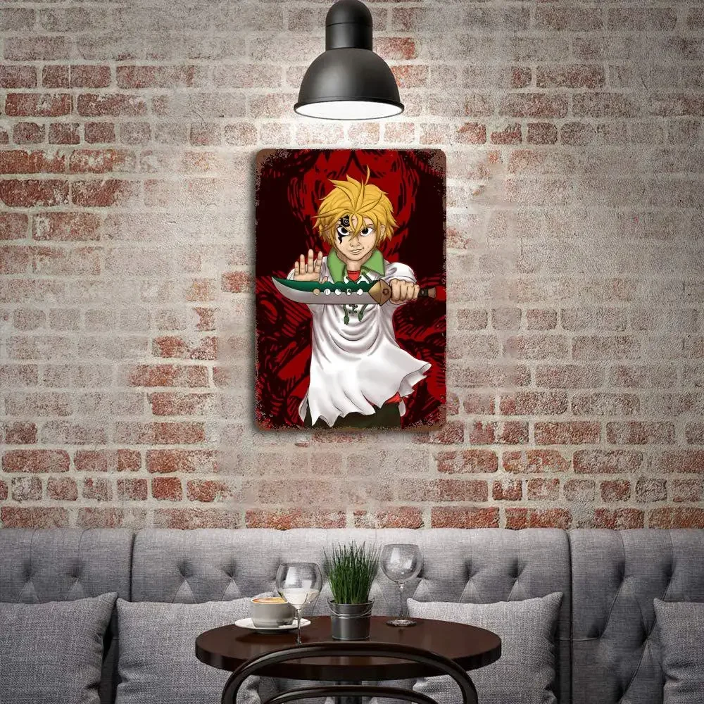 Anime meliodas metal Decor Poster Vintage Tin Sign Metal Sign Decorative Plaque for Pub Bar Man Cave Club Wall Decoration