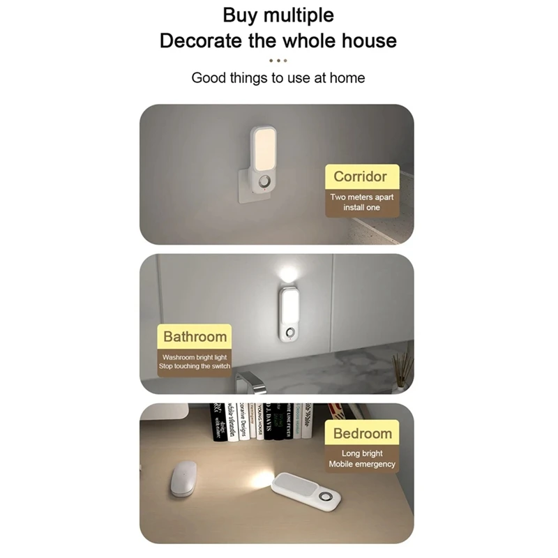 TKOH-LED Luce notturna a induzione Intelligente Wireless Plug-In Corridoio Corridoio Notte Camera da letto Luce notturna con torcia elettrica EU-PLUG