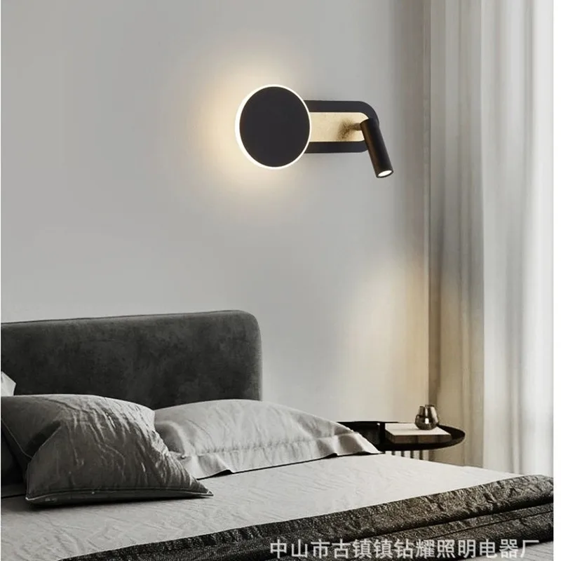 Nordic Surface Round Shape Background Decor Bedhead Wall Lantern Adjustable Light Angle Led Down Light For Home Bedside Read