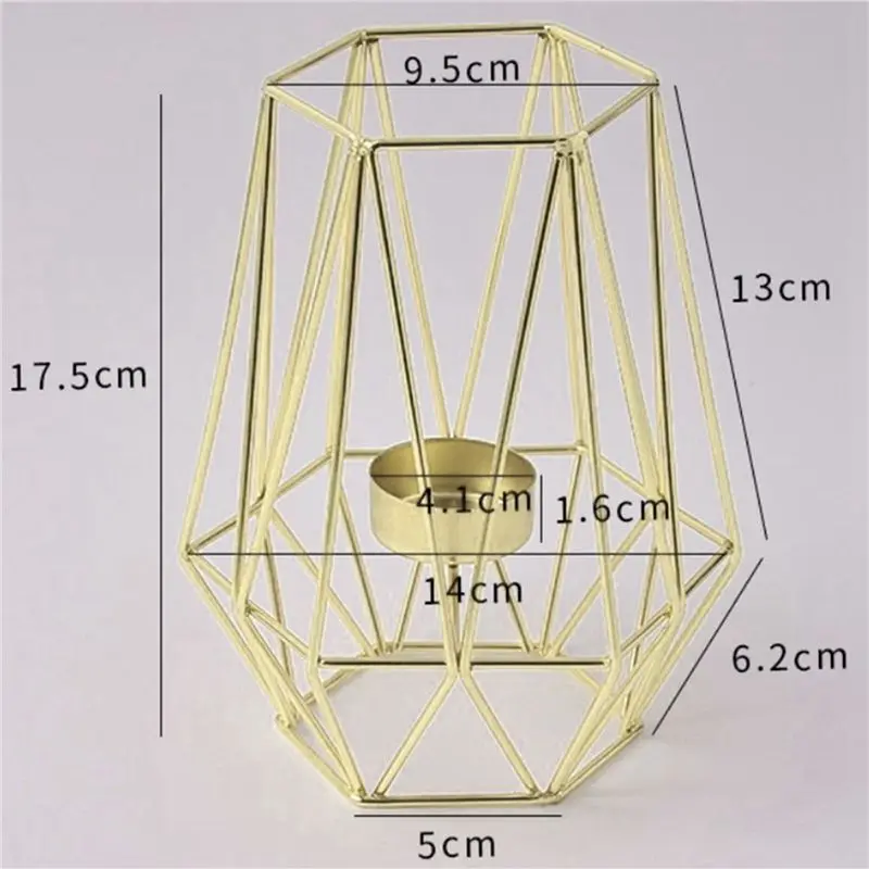 B79B 12 Pcs Gold Geometric Metal Tealight Candle Holders, Modern Centerpiece Decor for Living Room, Bathroom, Wedding, Party