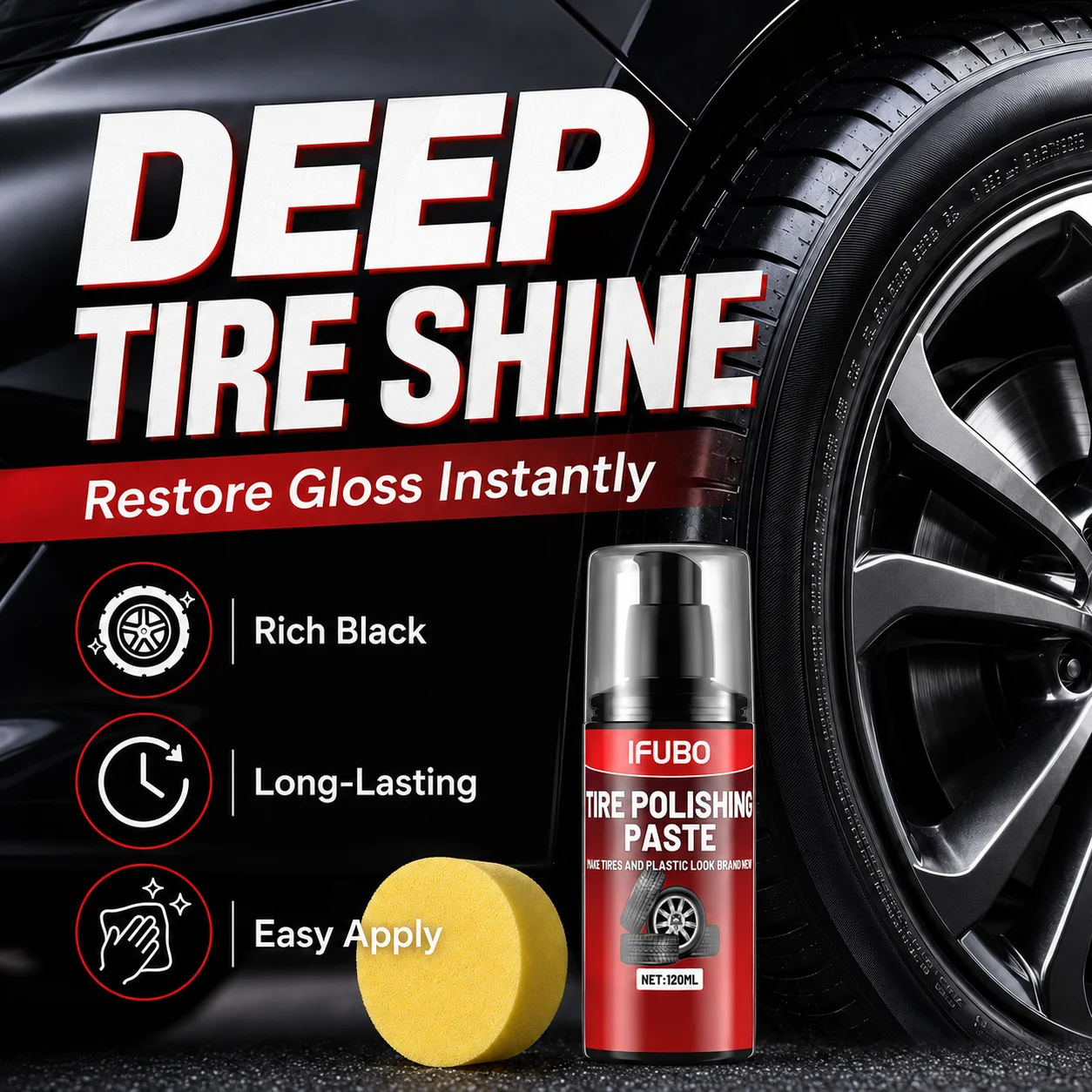 Car Plastic Repair Polishing Wax - 120ML Large Capacity Dashboard, Tire, Bumper Care Cream, Brightening and Scr Removal