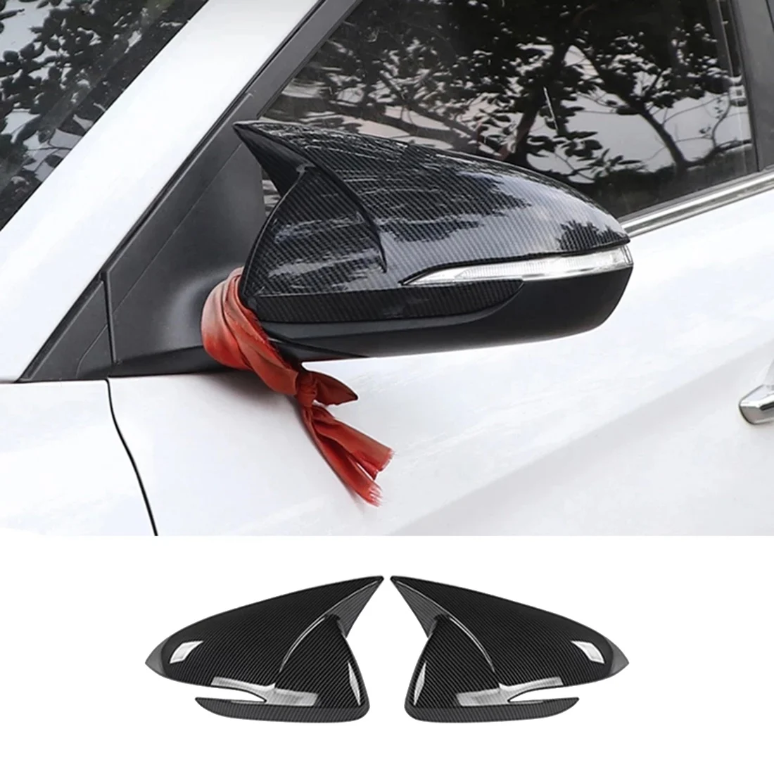 Carbon Fiber Car Rear View Mirror Cover Side Door Mirror Shell Decoration Trim for Hyundai Elantra AD 2016-2020