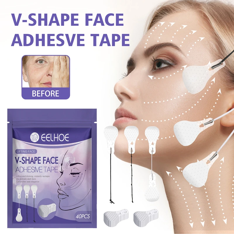 40Pcs/Set Invisible Facial Liftting Stickers Thin Face Patches Facial Line Wrinkle Sagging Skin Fast Pull Chin Adhesive Tape