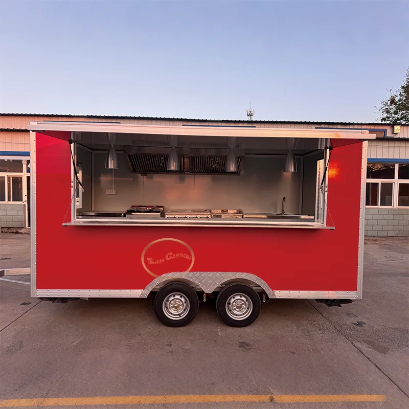 

Outdoor Food Trailer with Well-Equipped Interior Space Practical Mobile Kitchen for Catering Events