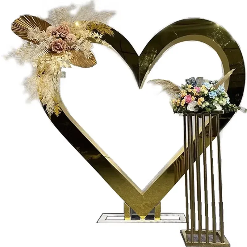 Gold Metal Wedding Arch Stand Decorative Flower Rack Background for Party Event Ceremony Supplies Elegant Decoration