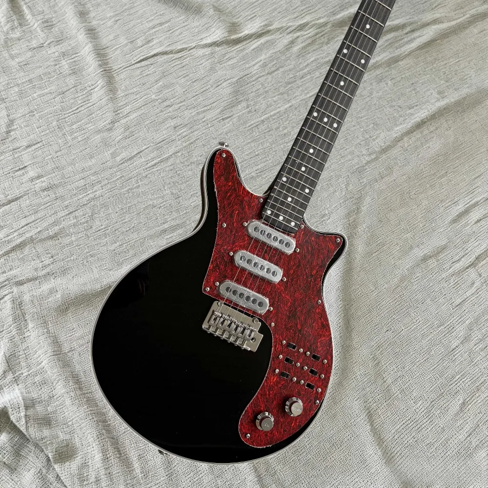 Gloss Black Body with Red Pearl Shell Pickguard, SSS Single Tremolo System, Rock Style, , Holiday Gift
