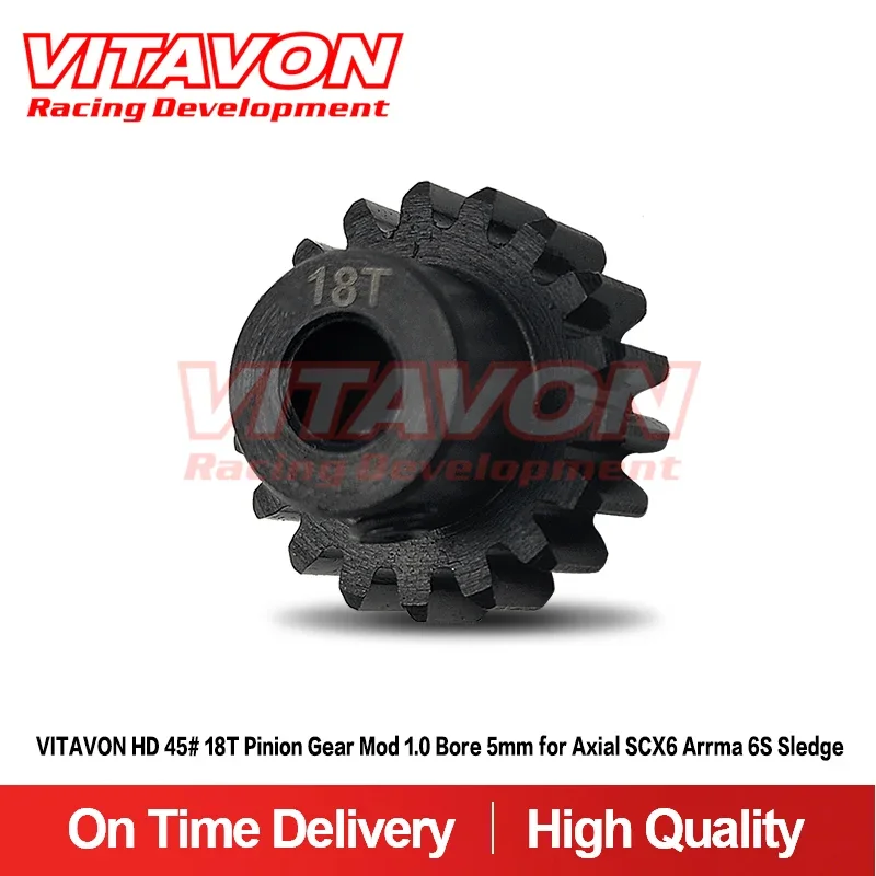 

VITAVON Pinion Gear Mod 1.0 Bore 5mm 18 T 45# For Axial SCX6 Arrma 6S Sledge