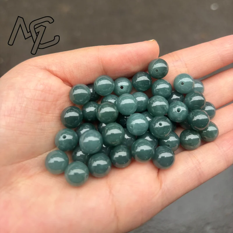 

10pc Natural Ice Blue Water Jade 10mm Beads DIY Bracelet Earring Charm Jadeite Jewellery Fashion Accessories Amulet Gifts Women